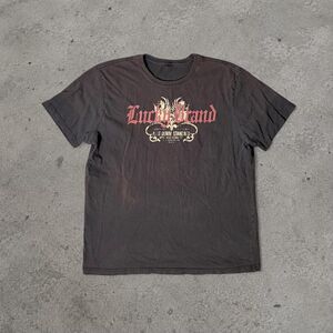 Y2K 2000’s Lucky Brand Mocha Brown Graphic Shirt Men’s Size Large